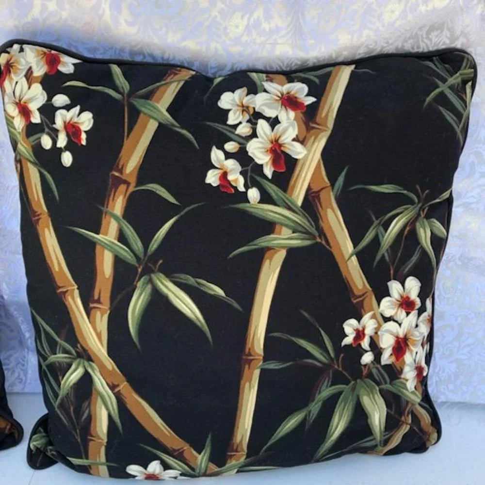 Set of 2 Bamboo Design Accent Pillows
